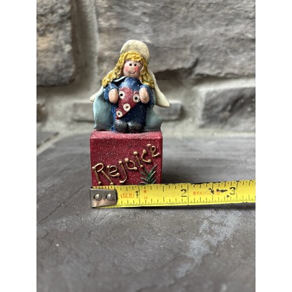 Christmas Angel Figurine Rejoice 3.5” Holiday Decor Cottagecore Vintage Y2K - Picture 8 of 8
